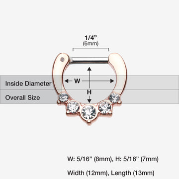 Detail View 1 of Rose Gold Multi-Gem Precia Septum Clicker-Clear Gem